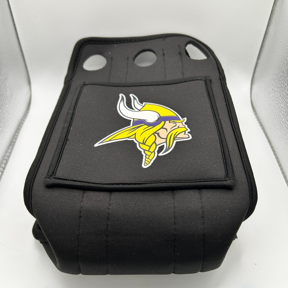 Picnic Time NFL Minnesota Vikings Neoprene 6-Pack Bottle Carrier Tote Black